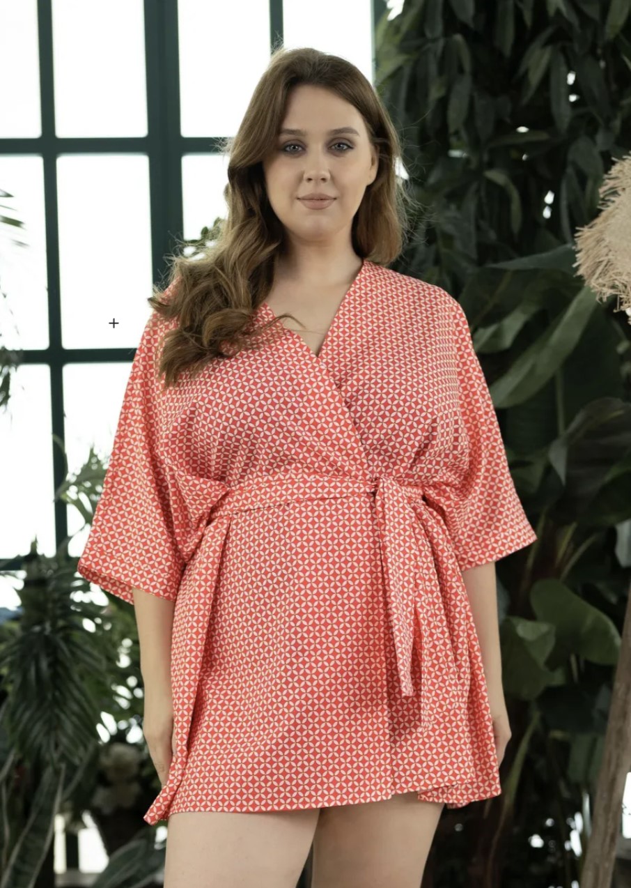 Туника пляжная FIANETA_3438_Ромбы красные