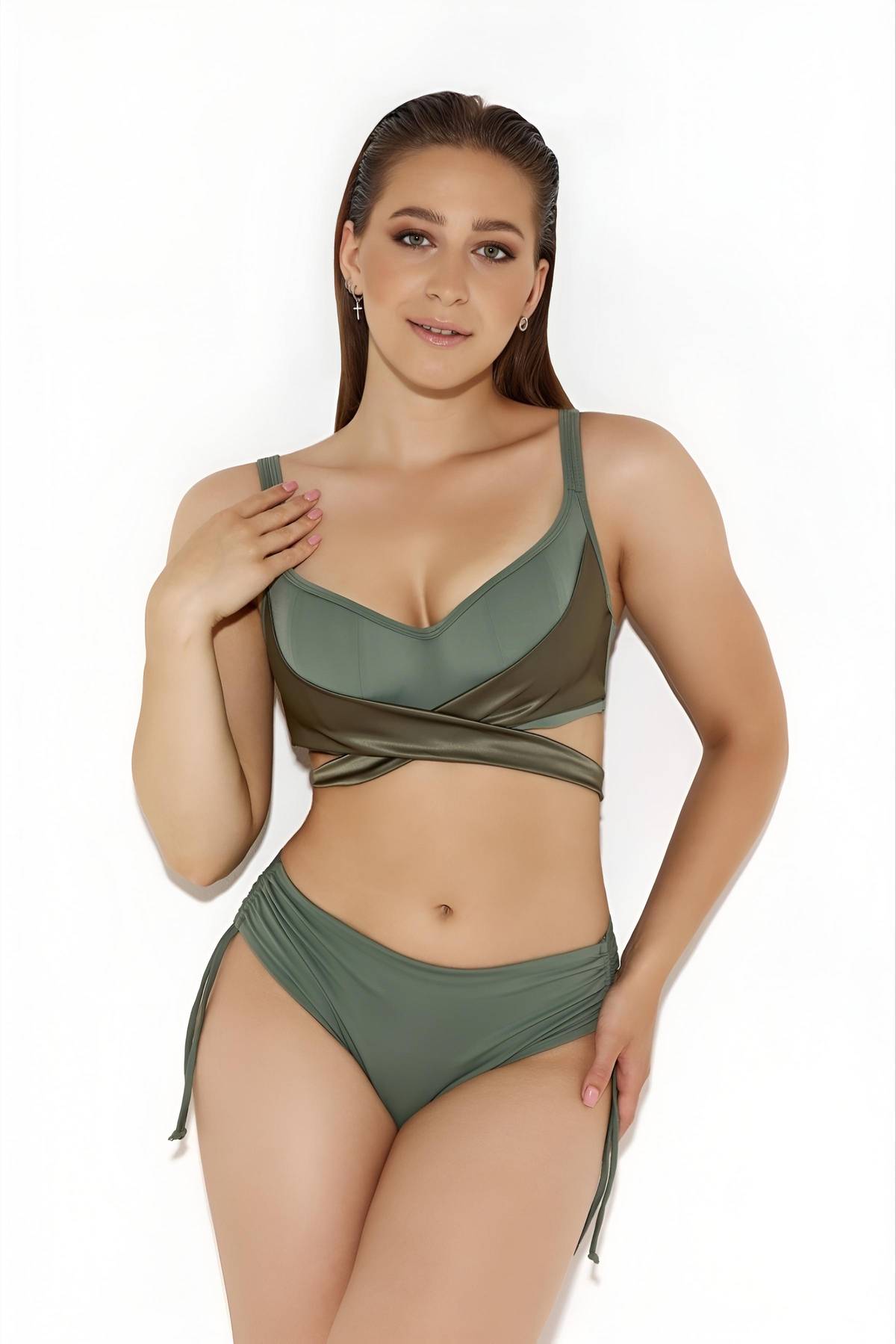 Плавки слипы со средней линией талии ZE:BRA_927018_оливка