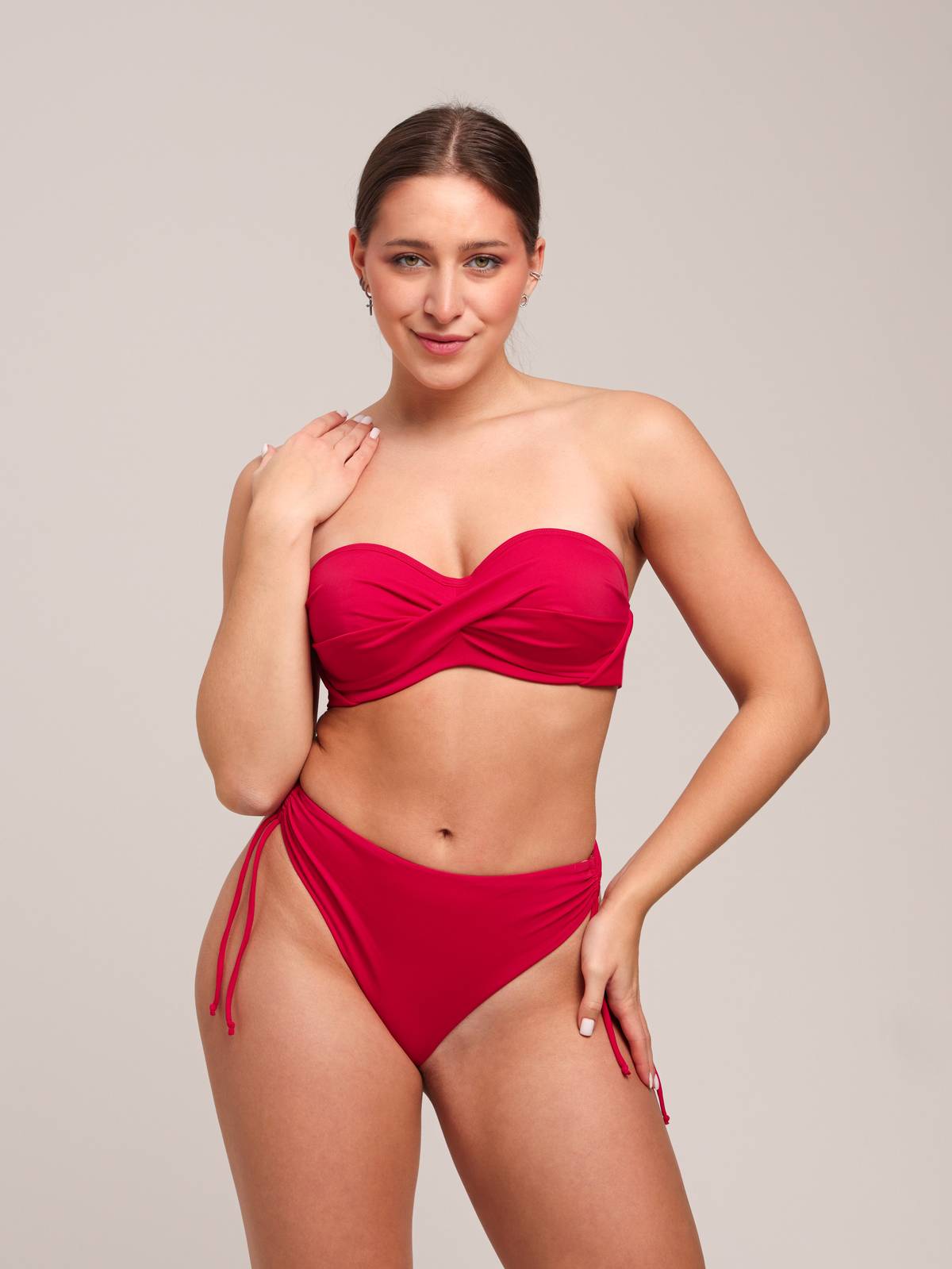 Купальный лиф бандо поролоновая чашка на каркасах ZE:BRA_911021_красный