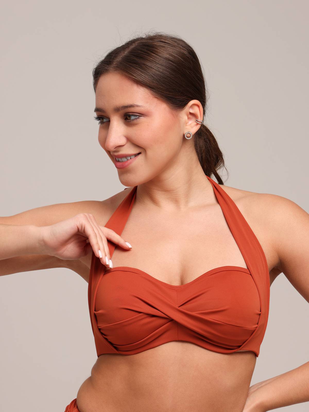 Купальный лиф бандо поролоновая чашка на каркасах ZE:BRA_911024_карамель