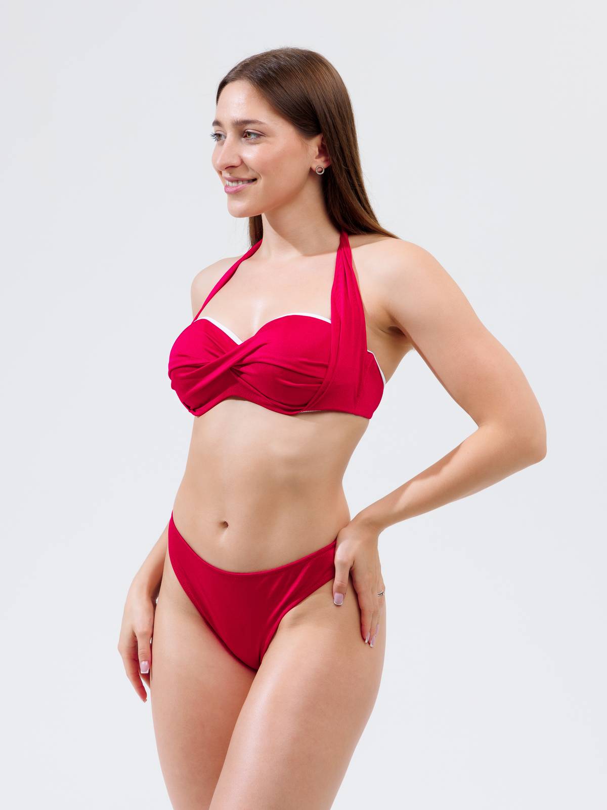 Купальный лиф бандо поролоновая чашка на каркасах ZE:BRA_911027_красный