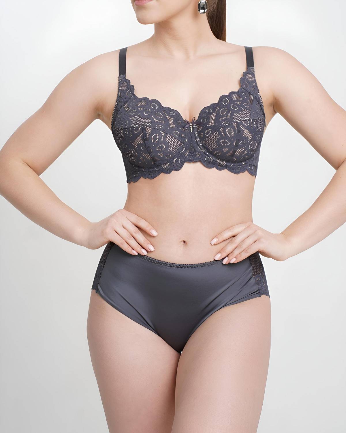 Трусы слипы с высокой линией талии ZE:BRA_774520_графит