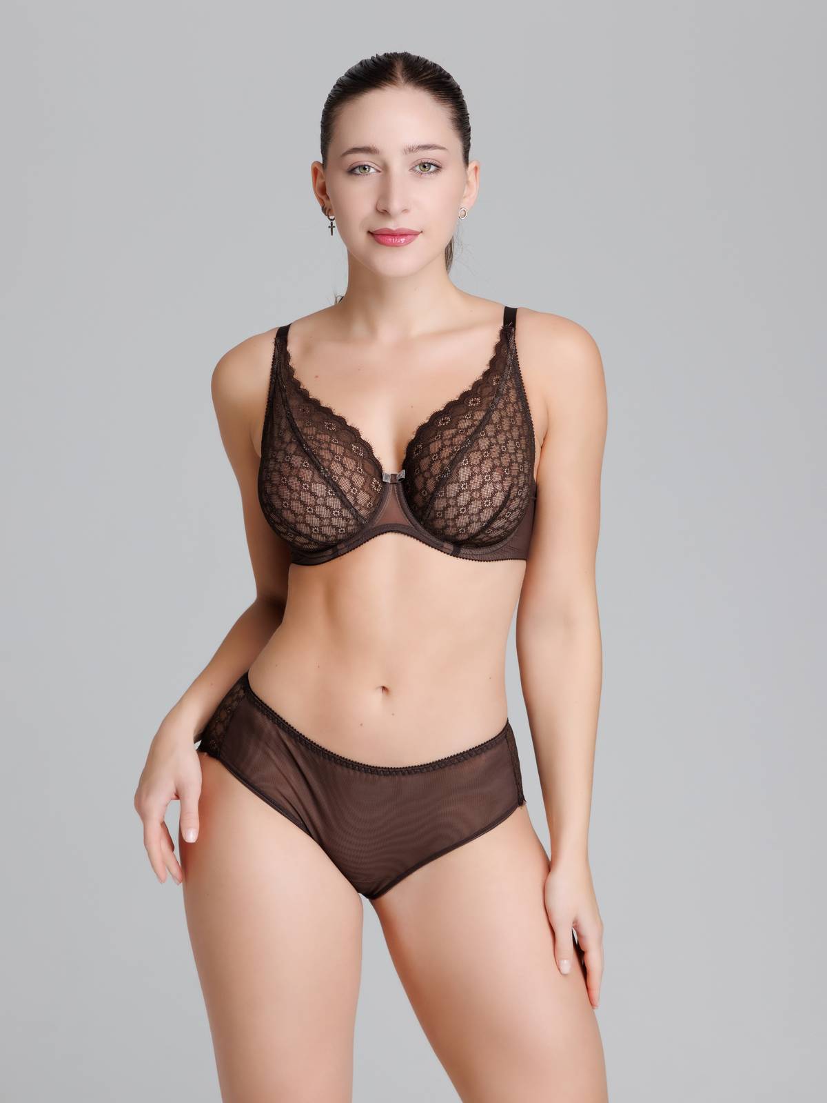 Трусы слипы со средней линией талии ZE:BRA_724525_шоколад