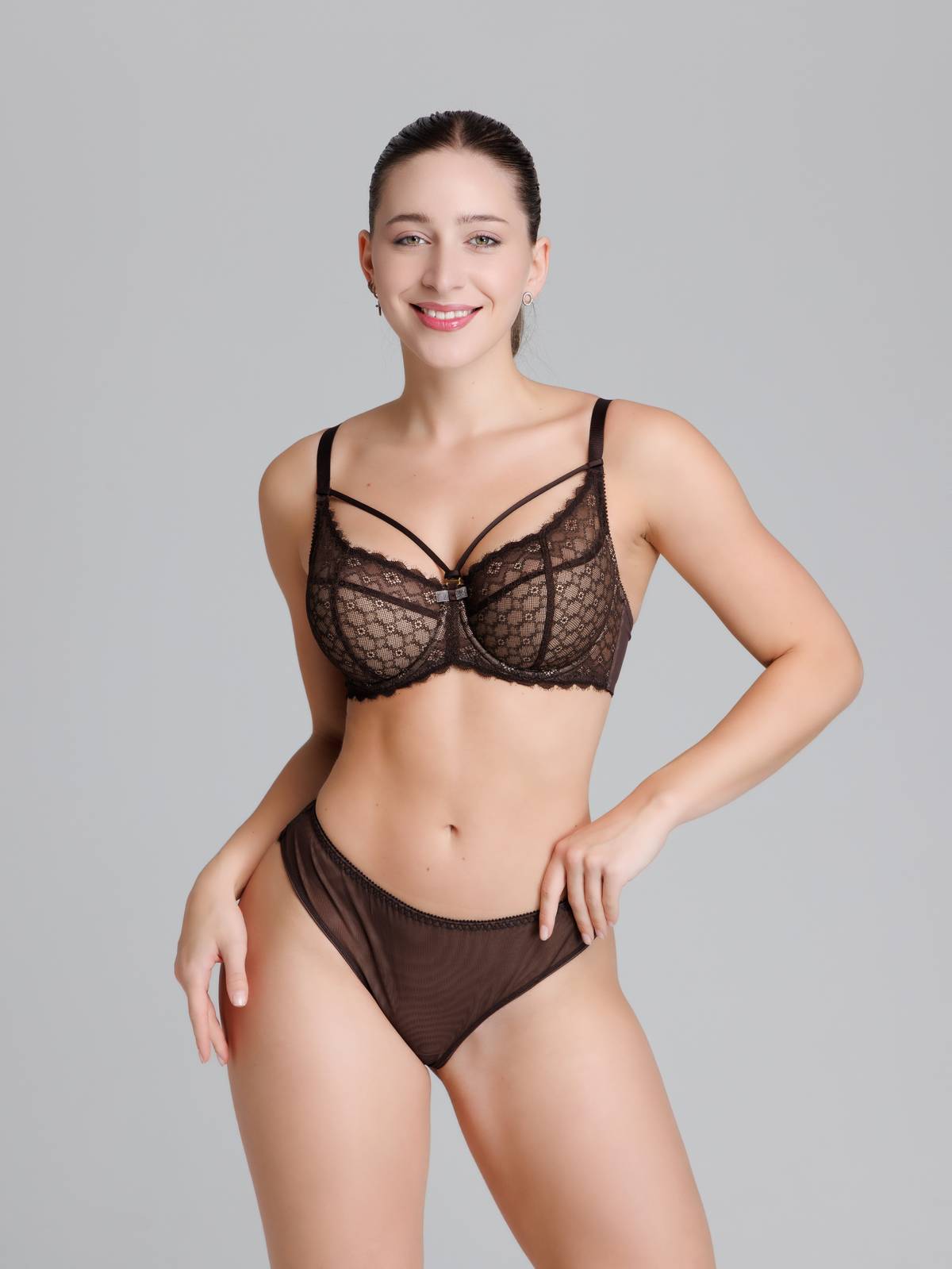 Трусы стринги со средней линией талии ZE:BRA_725525_шоколад