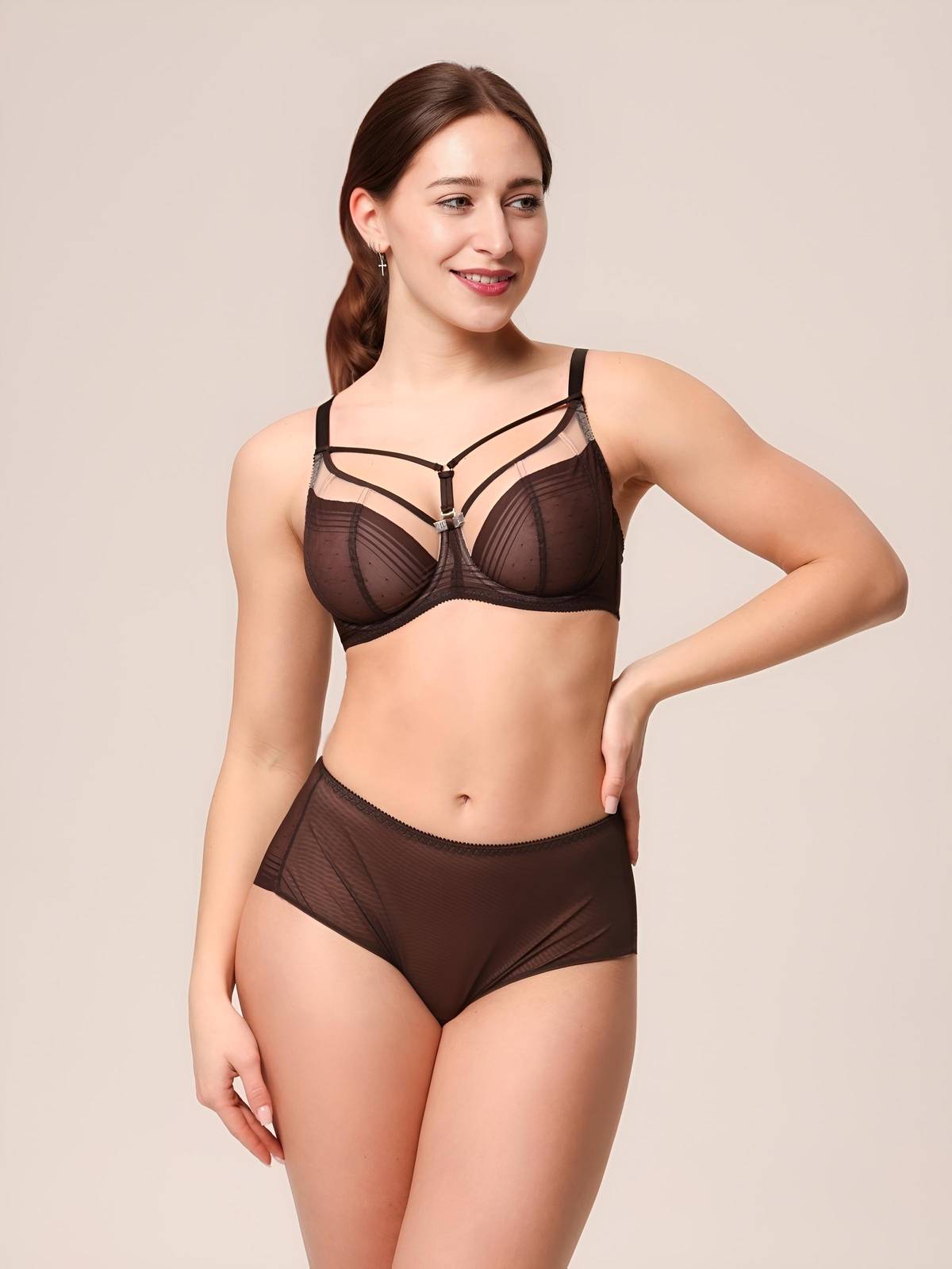 Трусы слипы с высокой линией талии ZE:BRA_774570_шоколад