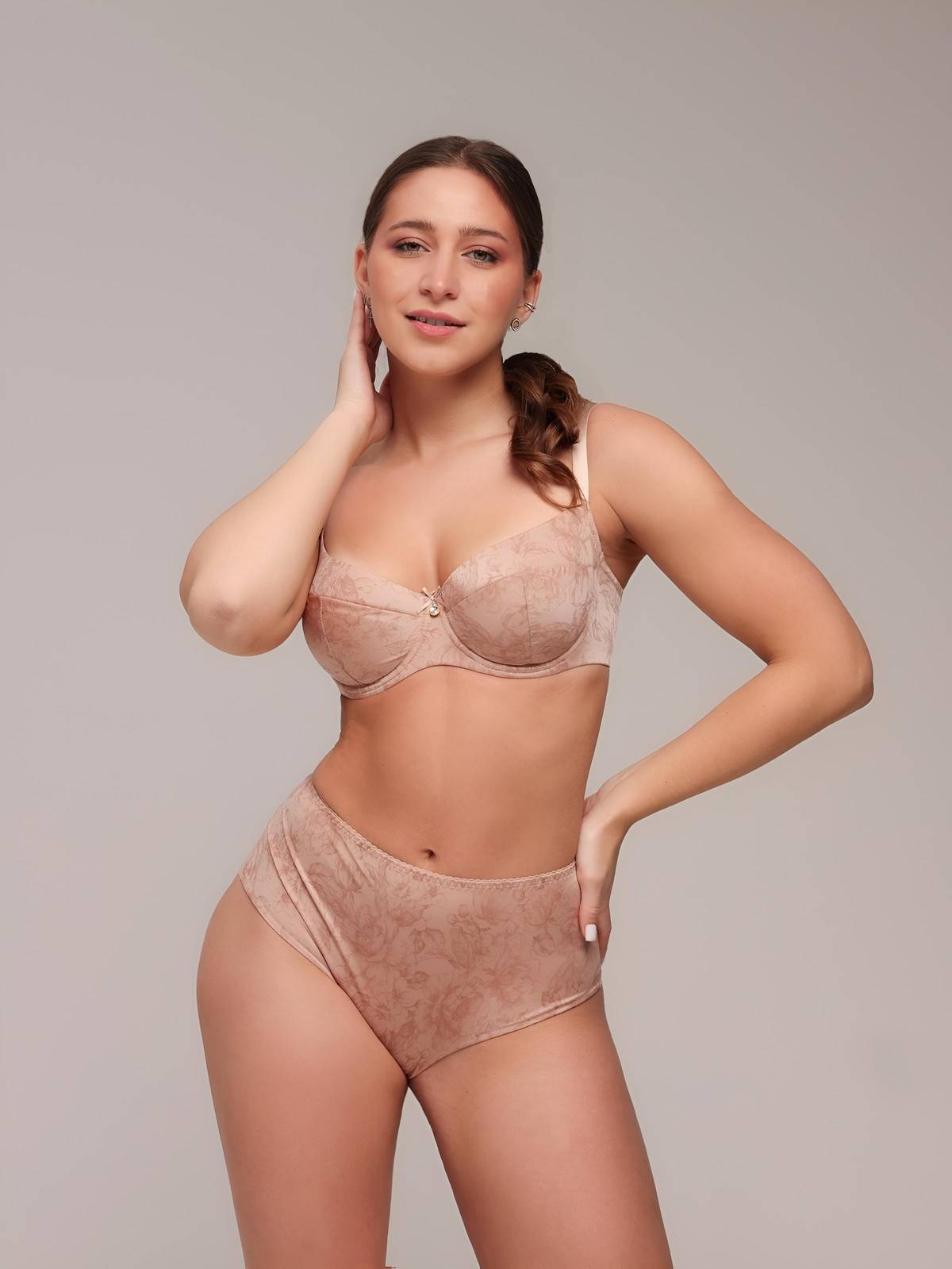 Трусы слипы с высокой линией талии ZE:BRA_740571_принт/телесный